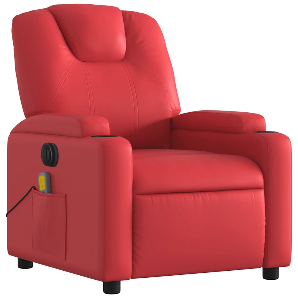 Poltrona Massaggio Elettrica Reclinabile Rosso Similpelle 3204428