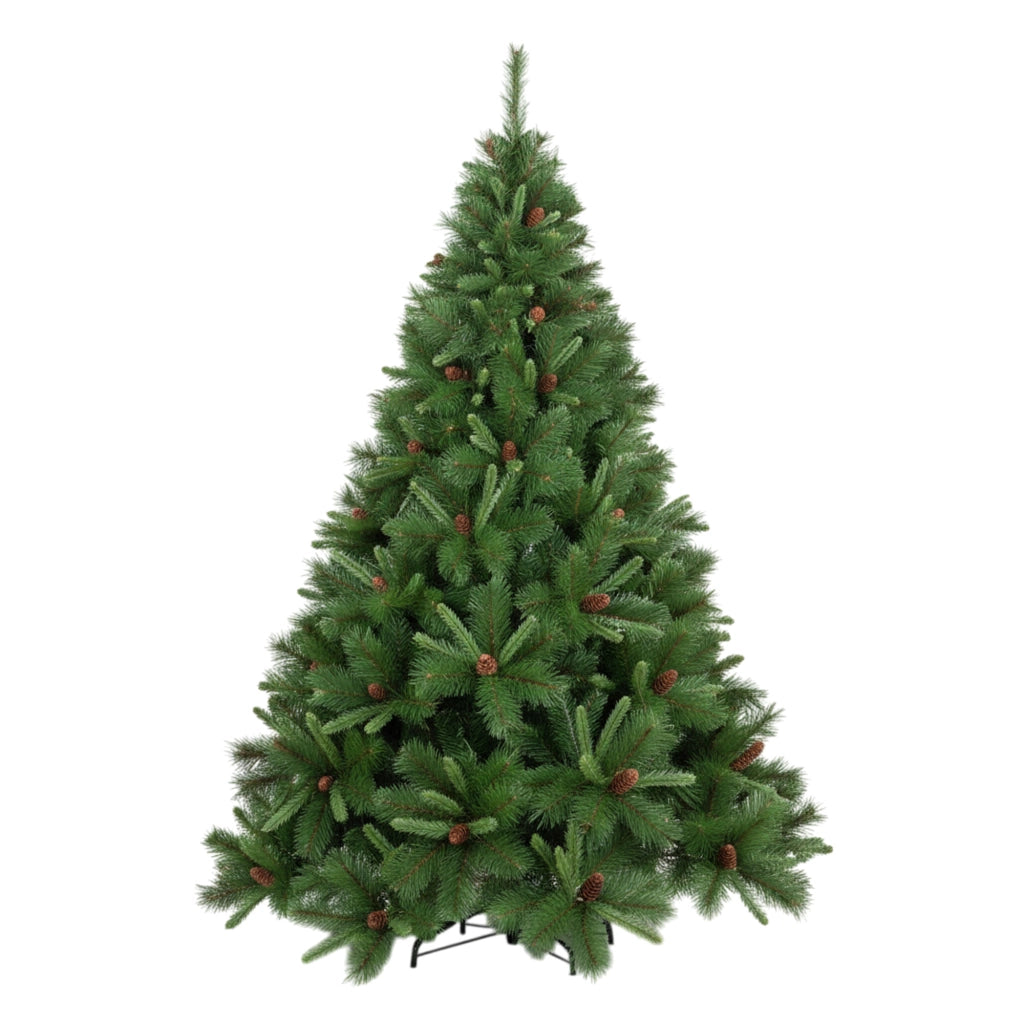 Alabaster - Albero di Natale Tradizionale con Pigne in PVC e PP Ø139x210H cm, 1072 Punte