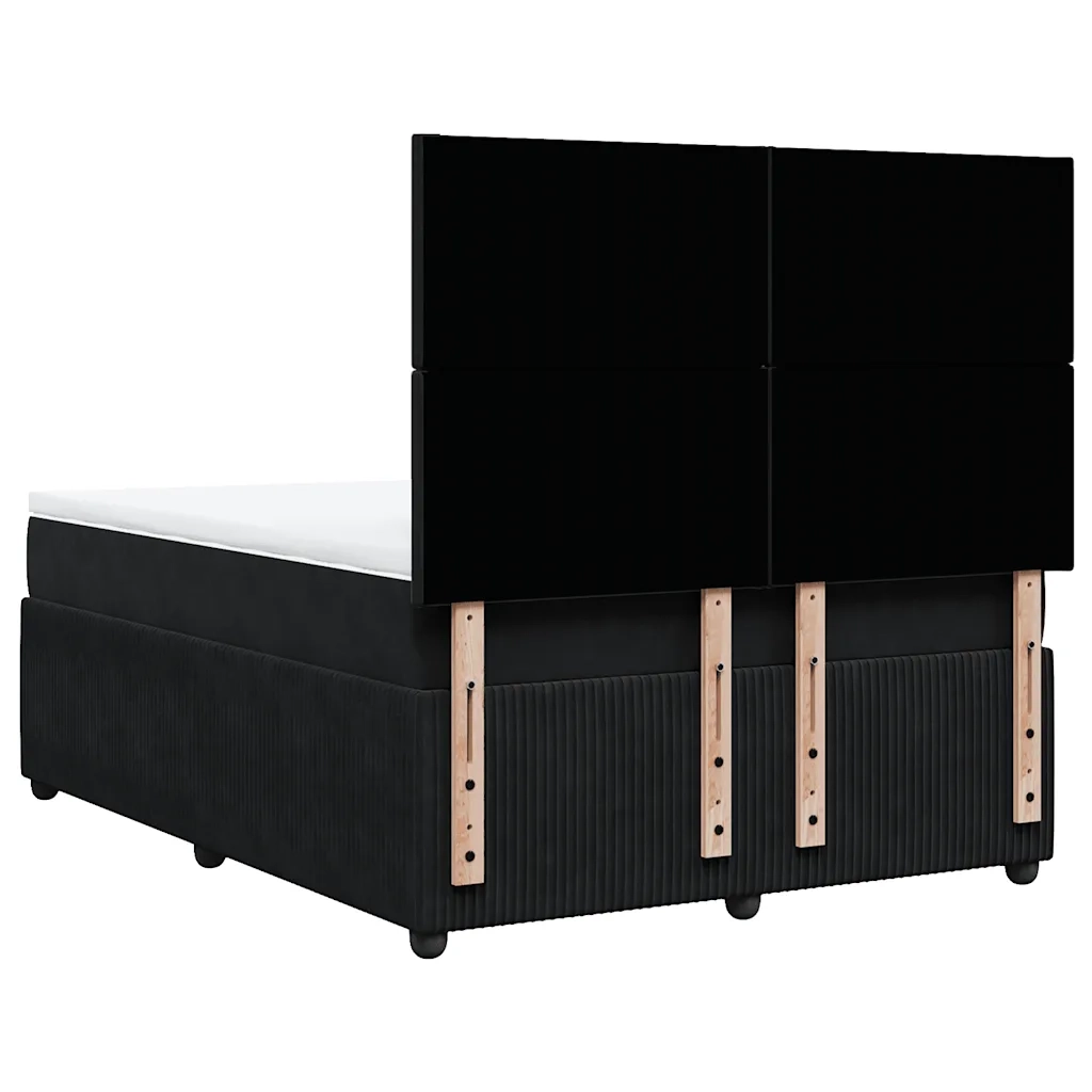 Giroletto a Molle con Materasso Nero 140x190 cm in Velluto 3292330