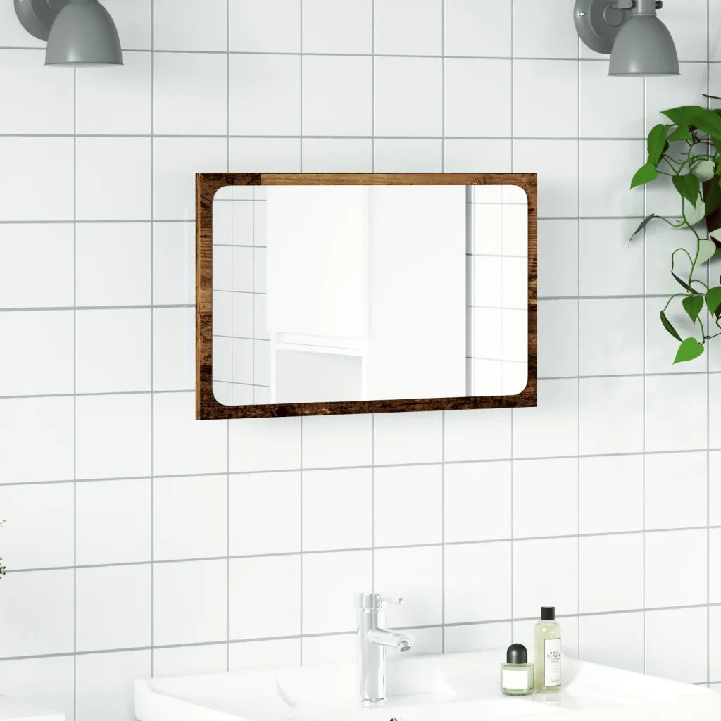 Specchio da Bagno con Luci LED Legno Antico 60x8,5x38 cm 856265