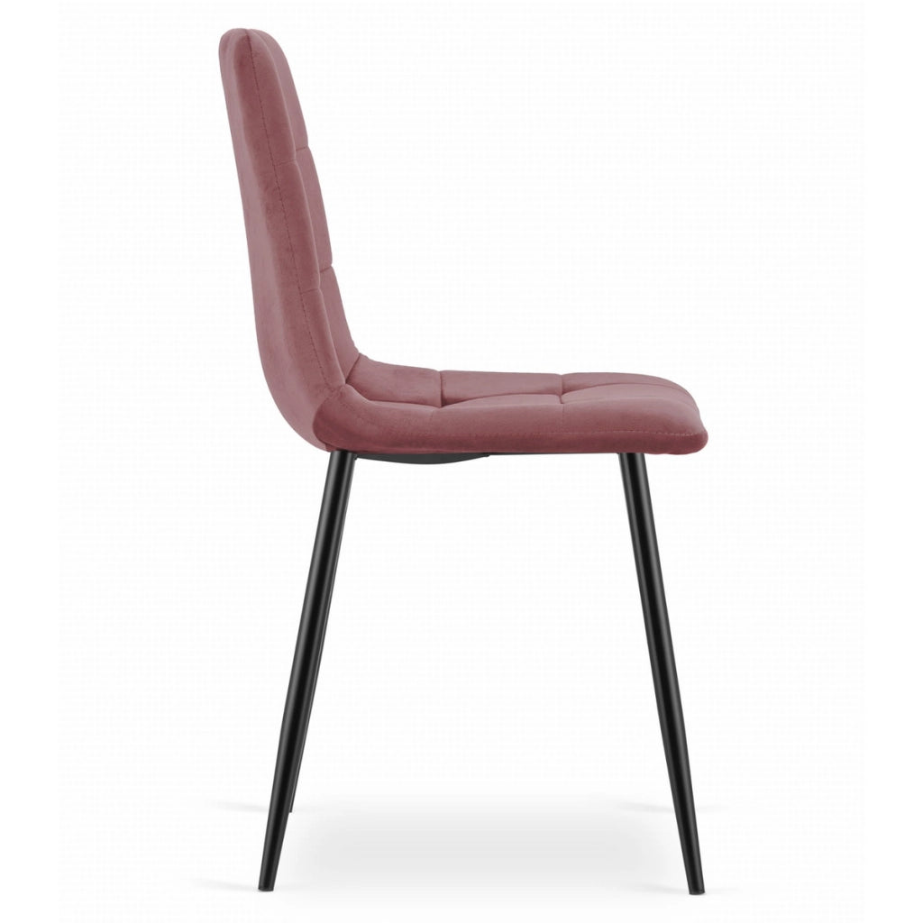 Set di 2 sedie Kara in velluto rosa antico e metallo nero