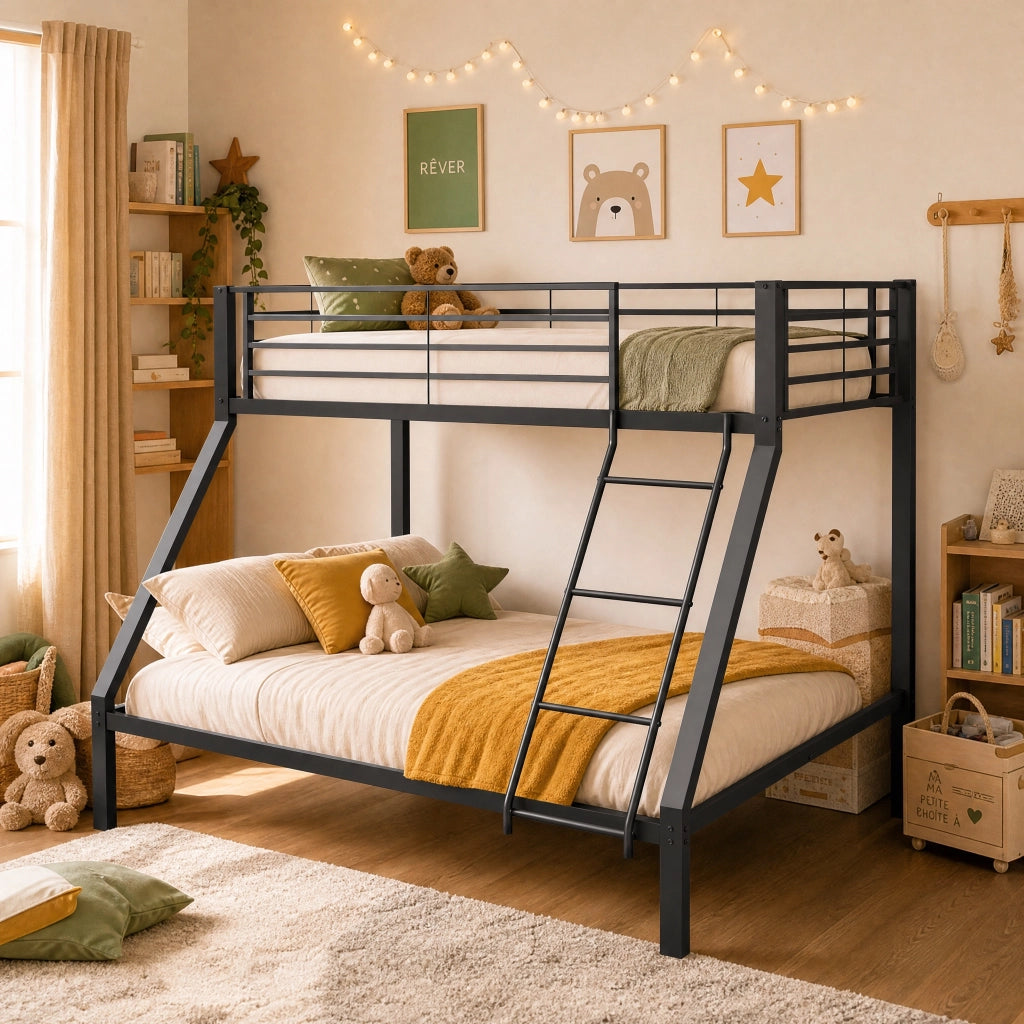 letto a castello metallo nero 146 x 204.5 cm