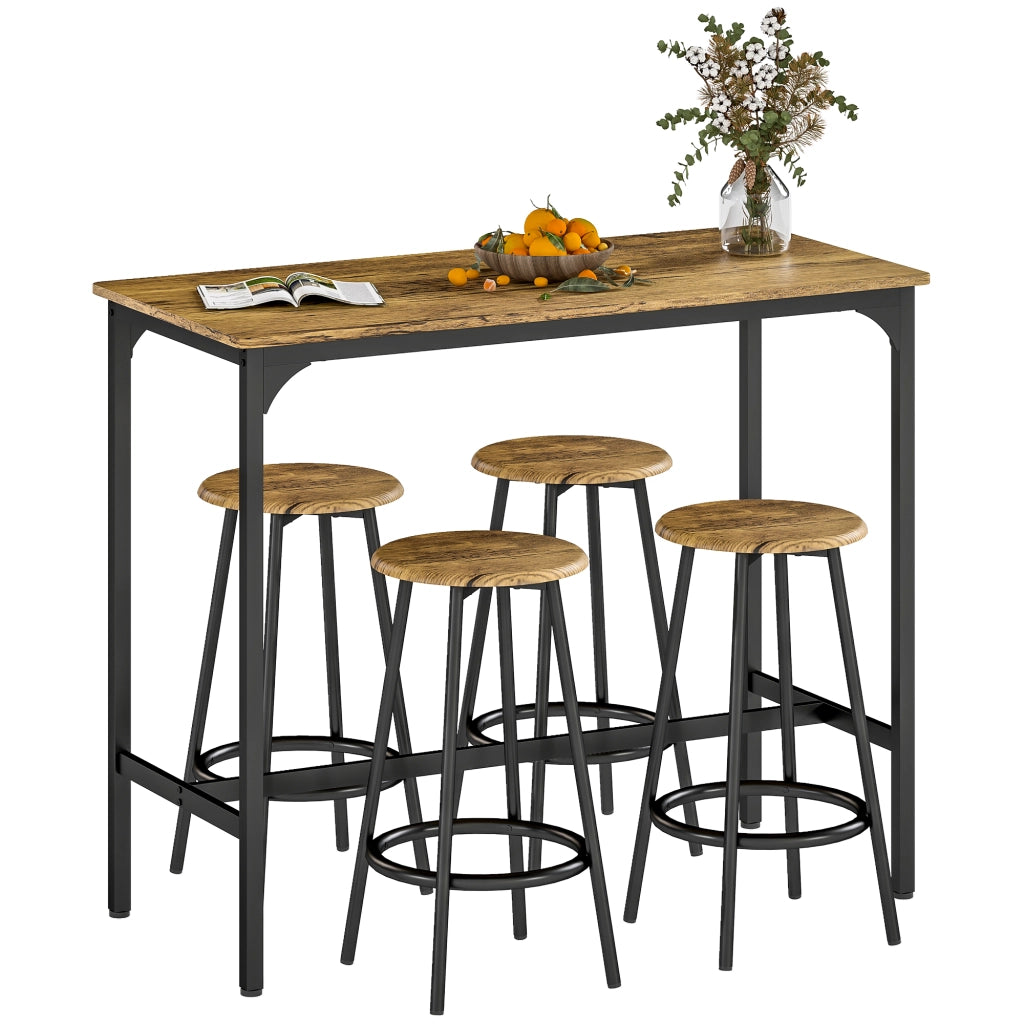 Set bar 1 tavolo + 4 sgabelli ¨C Minimal ¨C nero + marrone
