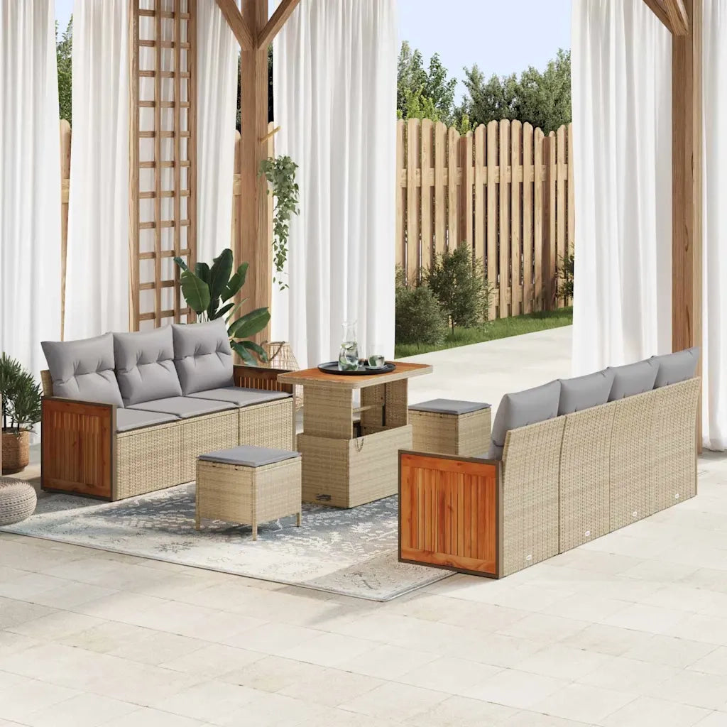 Set Divano da Giardino 13 pcs Beige e Grigio Chiaro polyrattan 3365222