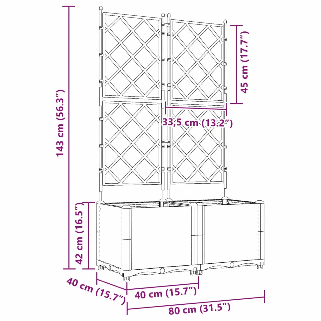 Vaso da giardino 2 pcs Grigio 80 x 40 x 143 cm Plastica 42002861