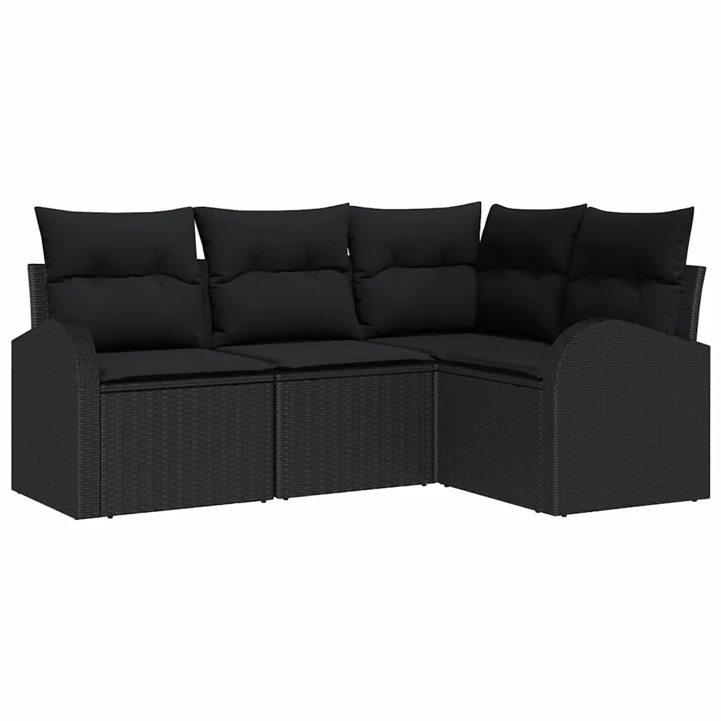 Set Divano da Giardino 4 pcs Nero polyrattan 3346023