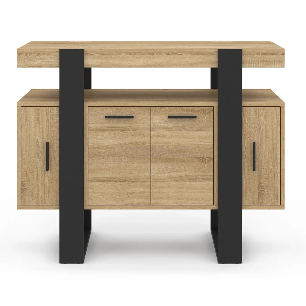 IDMarket - Credenza PHOENIX a 4 ante, legno e nero, 100 cm