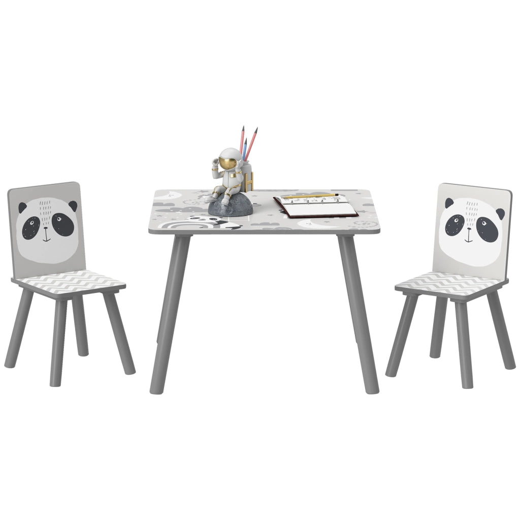 Set 2 Sedie e Tavolo Bambini ¨C Minimal ¨C Grigio e Bianco