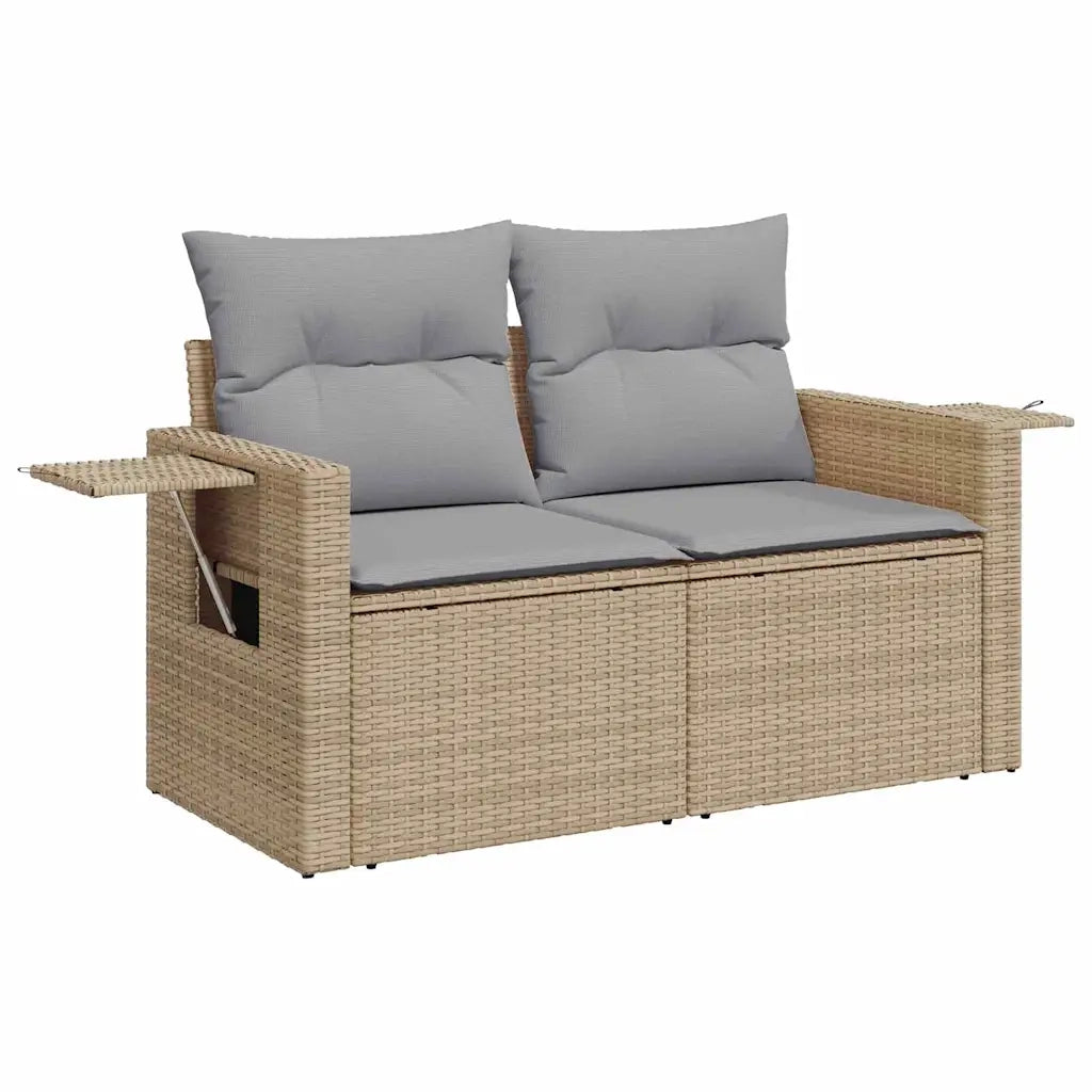 Set Divano da Giardino con cuscino 8 pcs Beige polyrattan