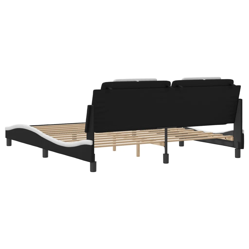 Letto matrimoniale | Letto per adulti | Giroletto Viana con LED senza Materasso Nero e Bianco 180x200 cm