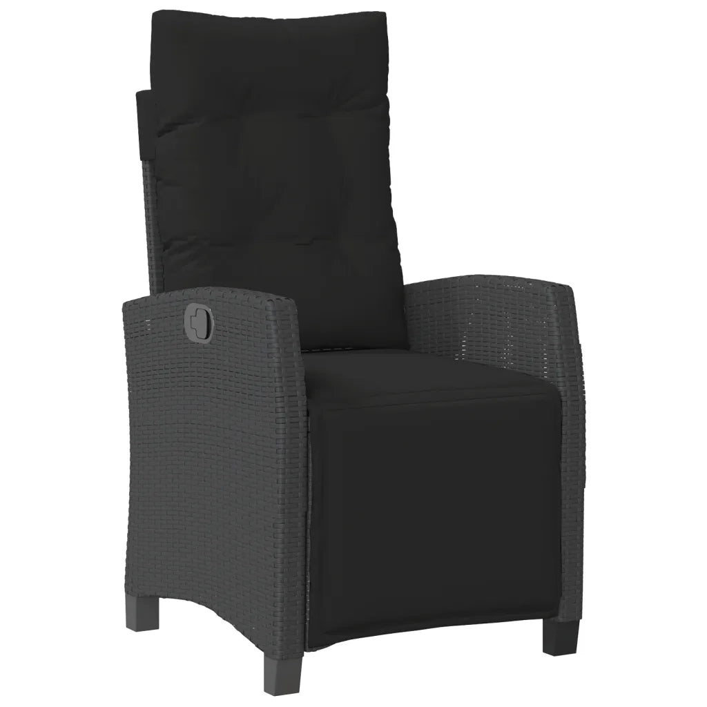 Set da Pranzo da Giardino 5 pz Nero con Cuscini in Polyrattan 3212908