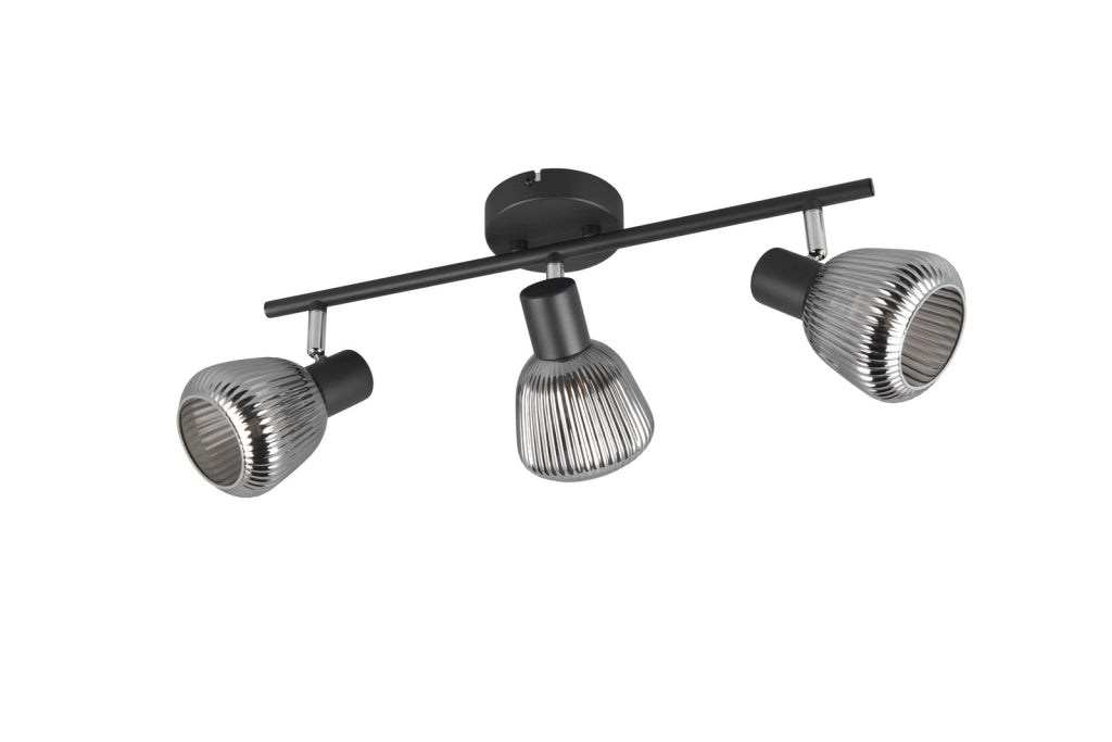 Plafoniera retro nera vetro TARIFA Trio 3 luci E14