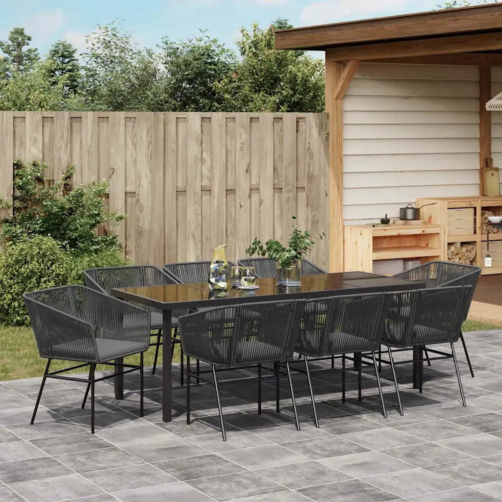 Set da Pranzo per Giardino con cuscino 9 pcs Nero 3380924
