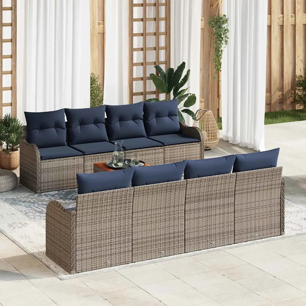 Set Divano da Giardino 9 pz Grigio polyrattan 3347430