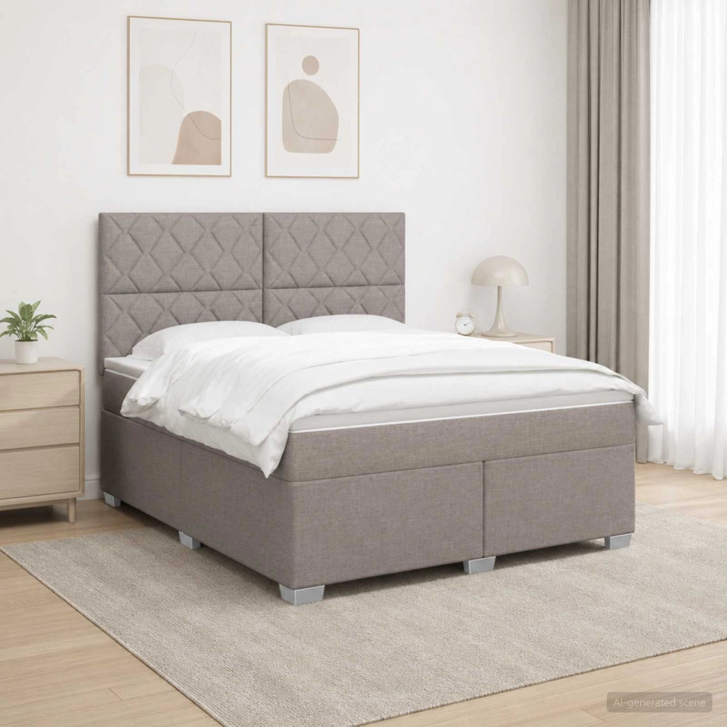 Letto box spring con materasso Tortora 140 x 190 cm Tessuto 3453413