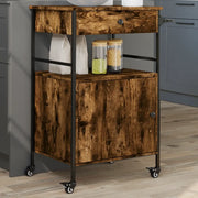 Carrello da Cucina-Scaffale per Cucina Rovere Fumo 56x43x89,5 cm Legno Multistrato