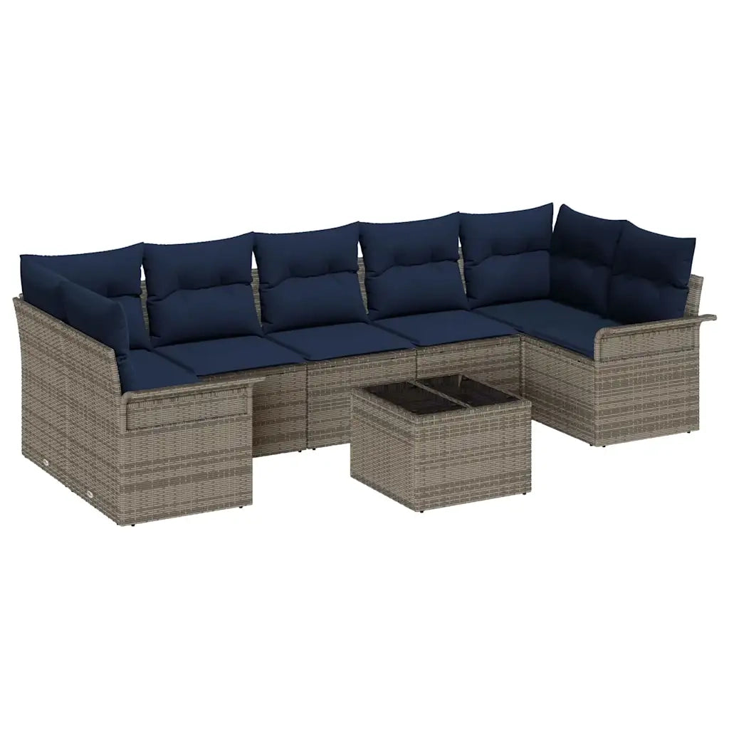 Set Divano da Giardino 8 pcs Grigio polyrattan 3345285