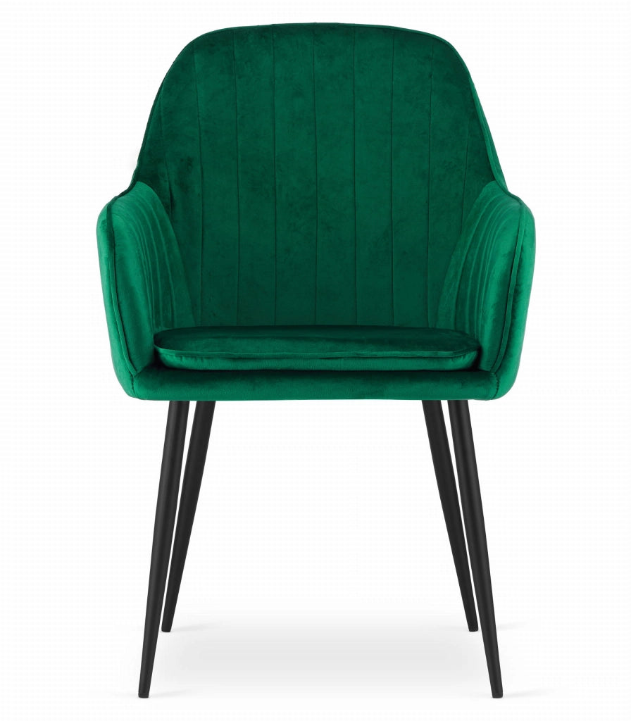 Sedia VALORA LUGO - Velluto verde con gambe nere x 2
