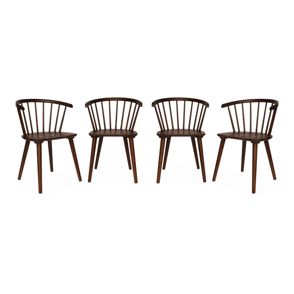 Set di 4 sedie in legno, noce