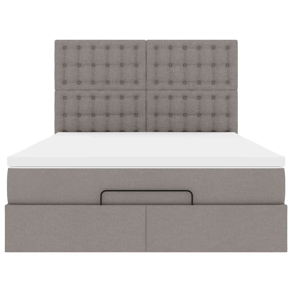 Struttura Letto Pouf con Materasso Tortora 140x200cm in Tessuto 3313331