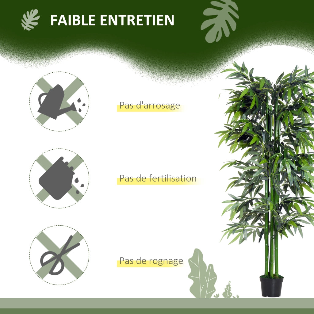 Albero Artificiale Bamboo XXL ¨C zephmum ¨C 1.80m H, Nero e Verde, Vaso Incluso