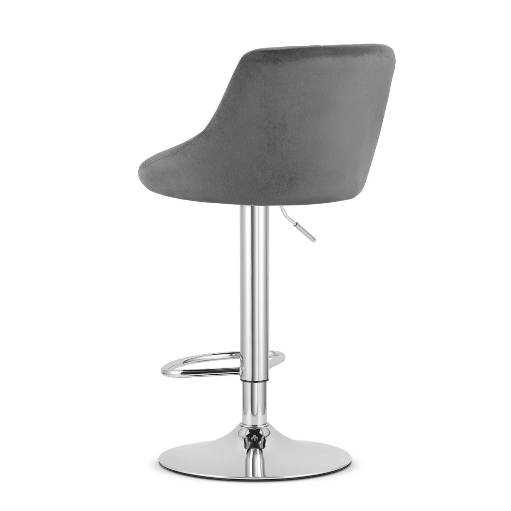 Sgabello da bar girevole OSKAR KAST velluto grigio con base cromata