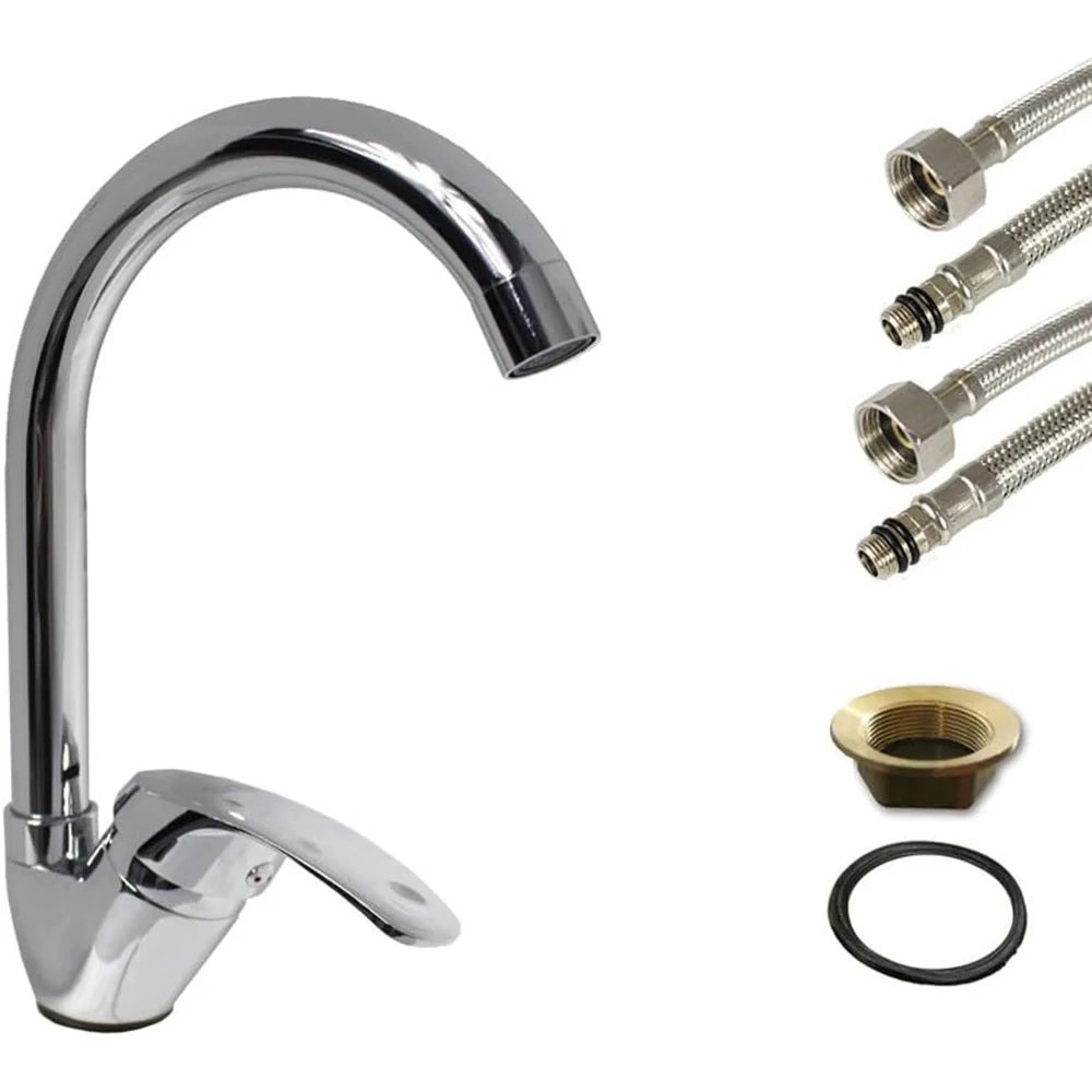 Miscelatore rubinetto monocomando per lavabo cucina canna alta cromato 52334A