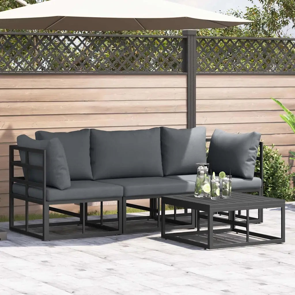 Set Divano da Giardino 4 pcs Nero Metallo 3378841