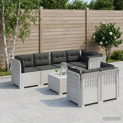 Divano 7 Posti da Giardino con Cuscini Aspetto Rattan PP Bianco 3444167