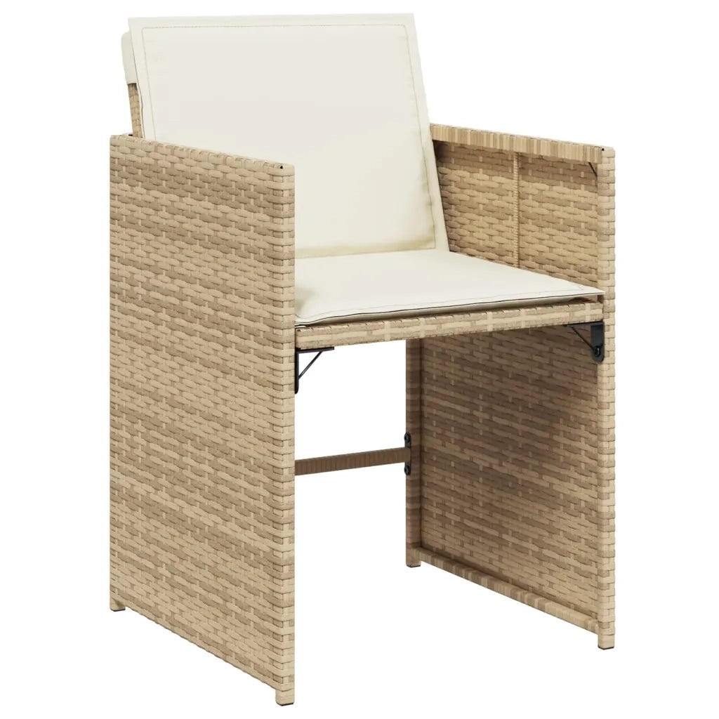 Set da Pranzo da Giardino 11 pz con Cuscini Beige in Polyrattan 3277923