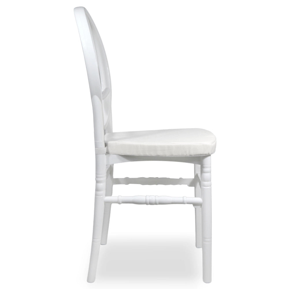 Set da 20 Sedie New Phoenix in Plastica Bianche con cuscino coordinato