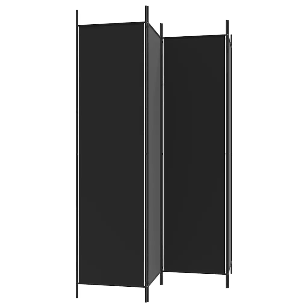 Divisorio Ambienti | Divider per stanze | Paravento a 4 Pannelli Nero 200x200 cm in Tessuto