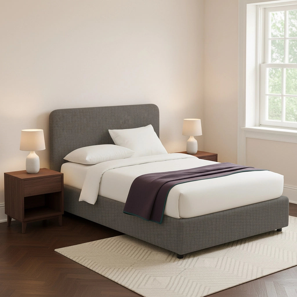 Poole, Letto Piazza e Mezza Sfoderabile Made in Italy, Grigio Tortora