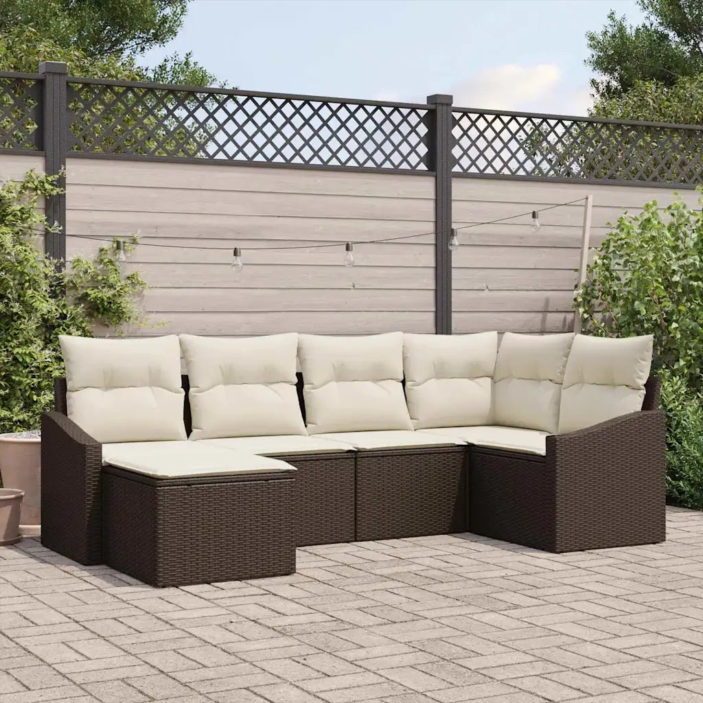 Set di divani con cuscino 6 pcs Marrone polyrattan 3346788