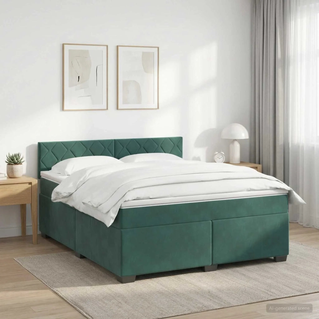 Letto box spring con materasso Verde Scuro 140 x 200 cm Velluto 3450737