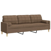 Divano | Divano da soggiorno | Sofa a 3 Posti con Cuscini Marrone 210 cm in Tessuto