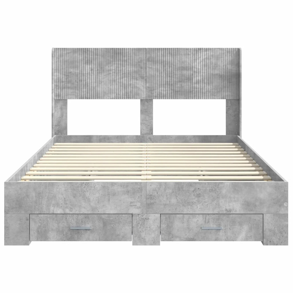 Struttura del letto con stoccaggio e testata Grigio Cemento 3414462