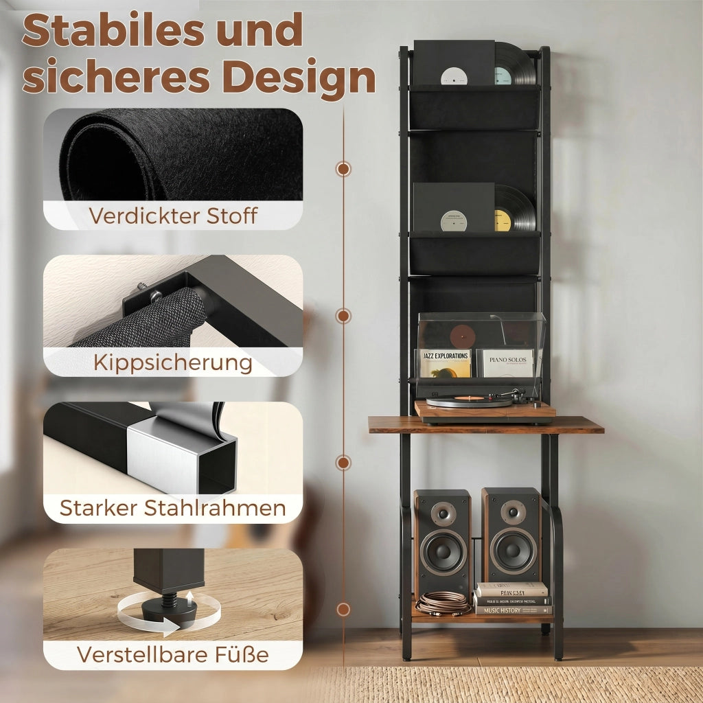 Libreria industriale con 3 tasche in tessuto ¨C Xylo ¨C Legno rustico marrone