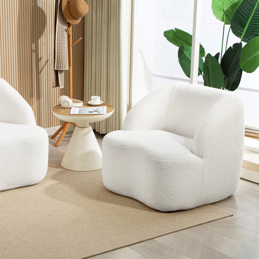 Poltrona Moderna con Rivestimento in Tessuto ¨C Minimal ¨C Cremewei?