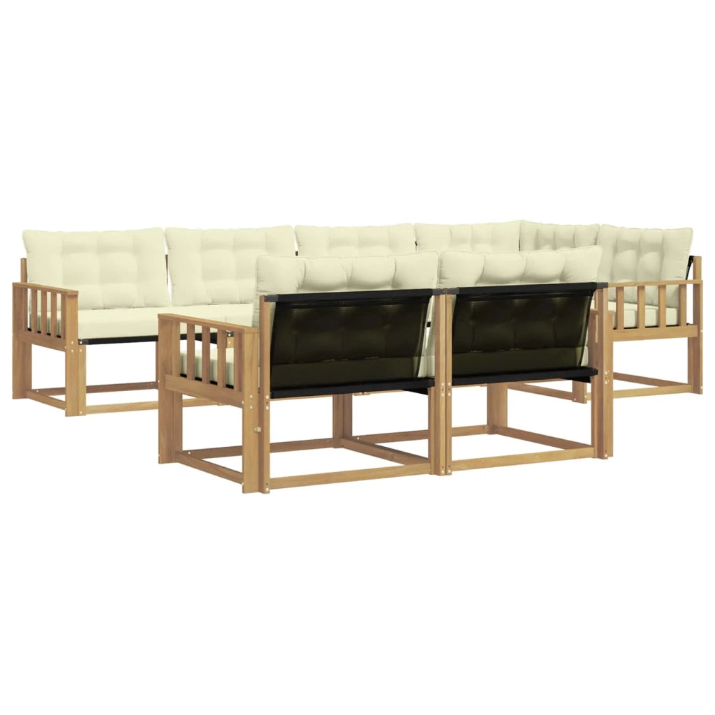 Set di divani da esterno 7 pz Bianco e Crema 3388776