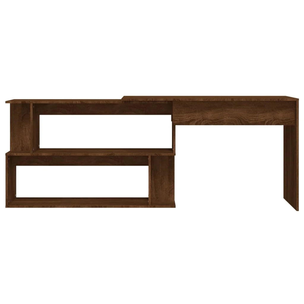 Scrivania angolare postazione computer scrivania da studio rovere 200 x 50 x 76 cm legno ingegnerizzato marrone 02_0023677