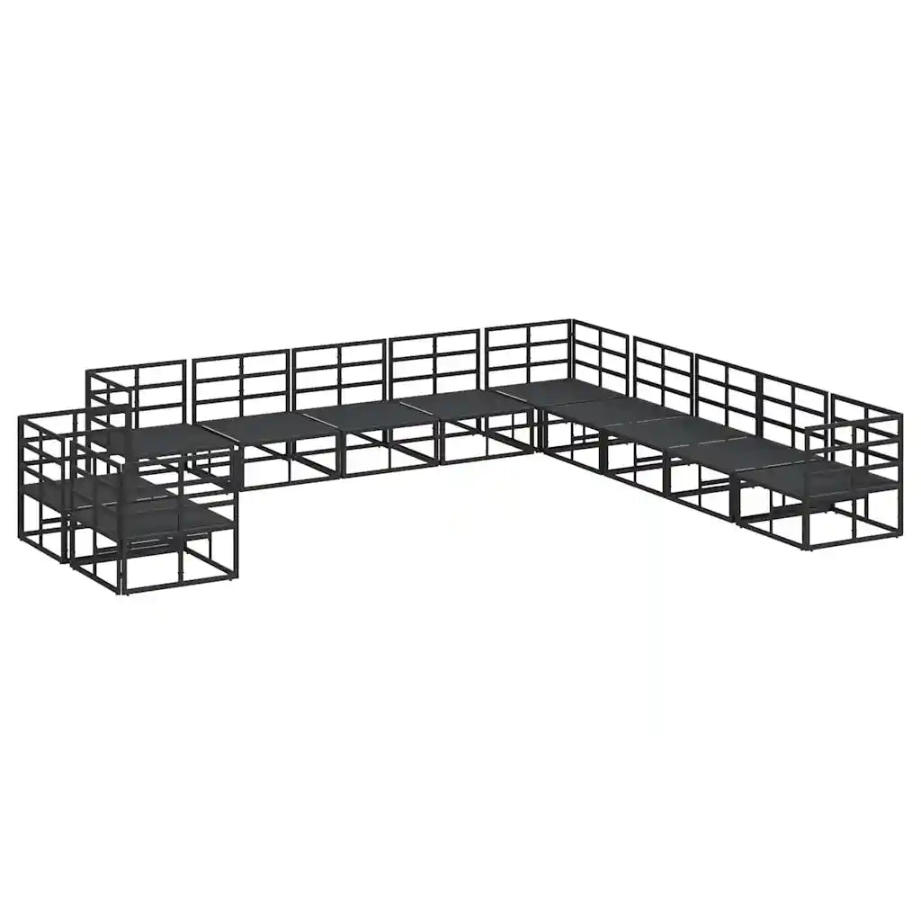 Set Divano da Giardino con cuscino 11 pcs Nero Alluminio