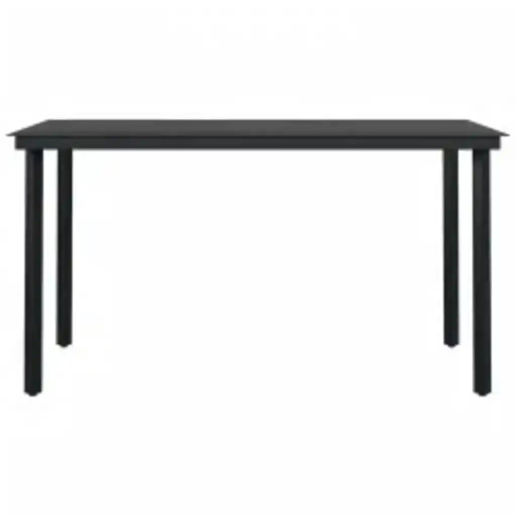 Set Mobili da Pranzo per Giardino 5 pz Nero Polyrattan Vetro 3334585