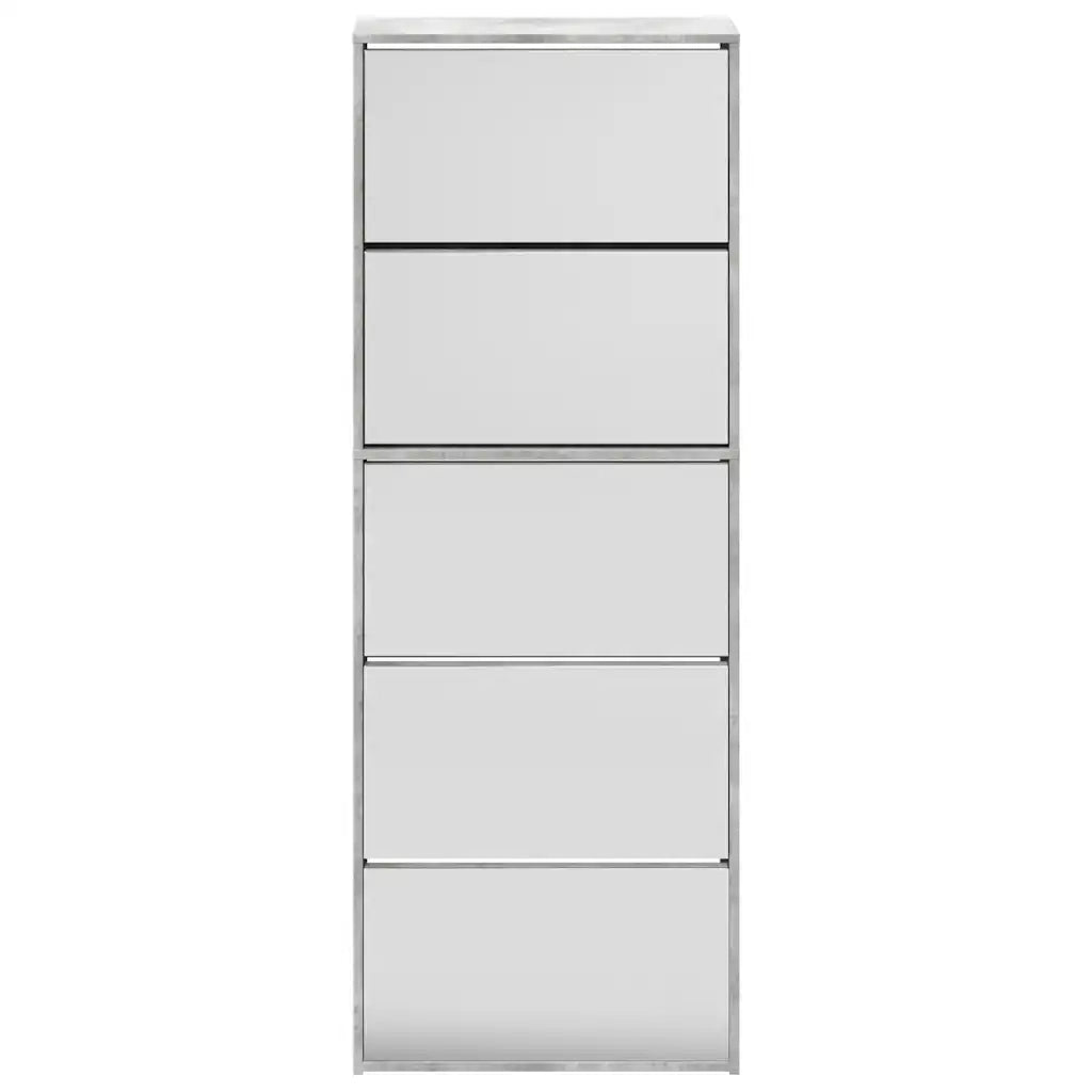 Scarpiera con Specchio a 5 Livelli Grigio Cemento 63x17x169,5cm