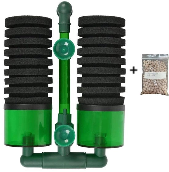 Filtro per Acquario a Doppia Pompa con Doppia Spongia - 2 Stuks Sponzen - Filtro a Sfera - Filtro Biologico - Ideale per la Colonizzazione Batterica