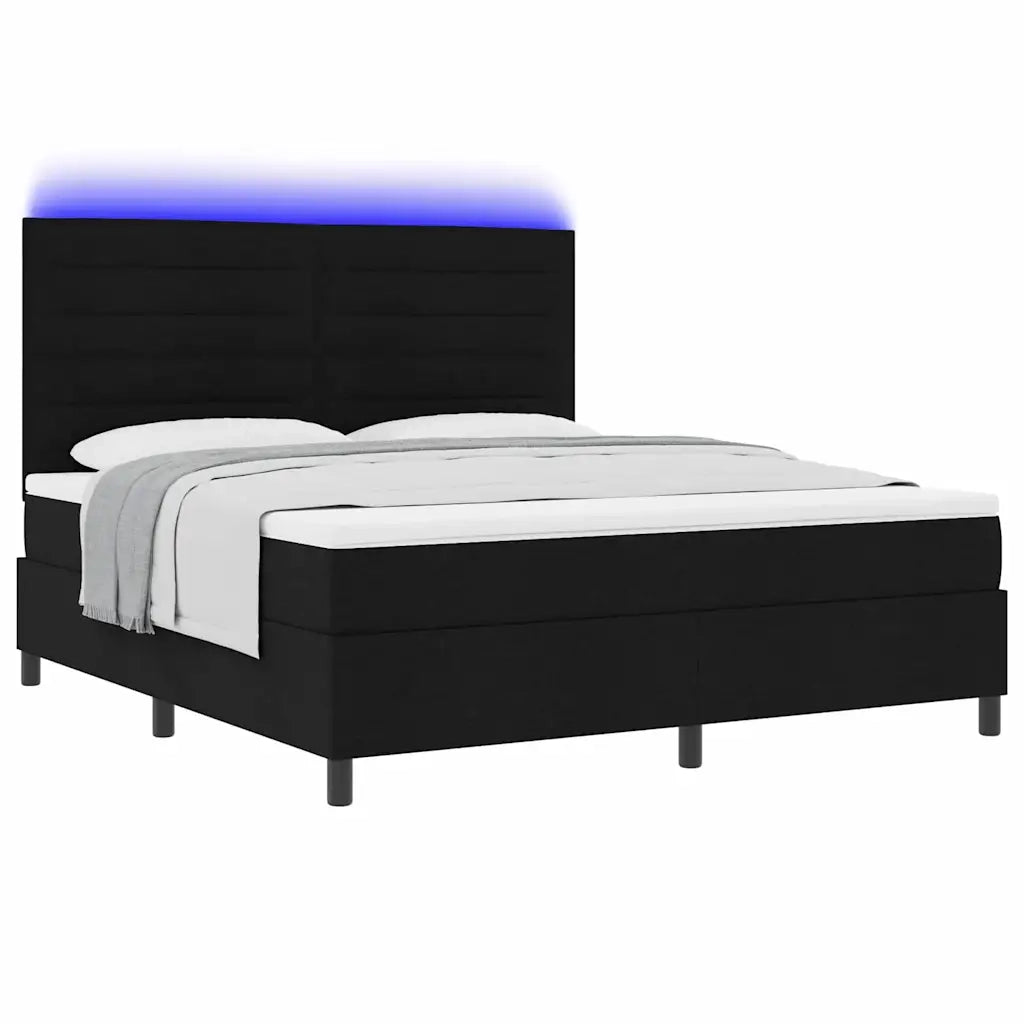 Letto a molle con materasso con led Nero 180 x 200 cm Tessuto 3342811