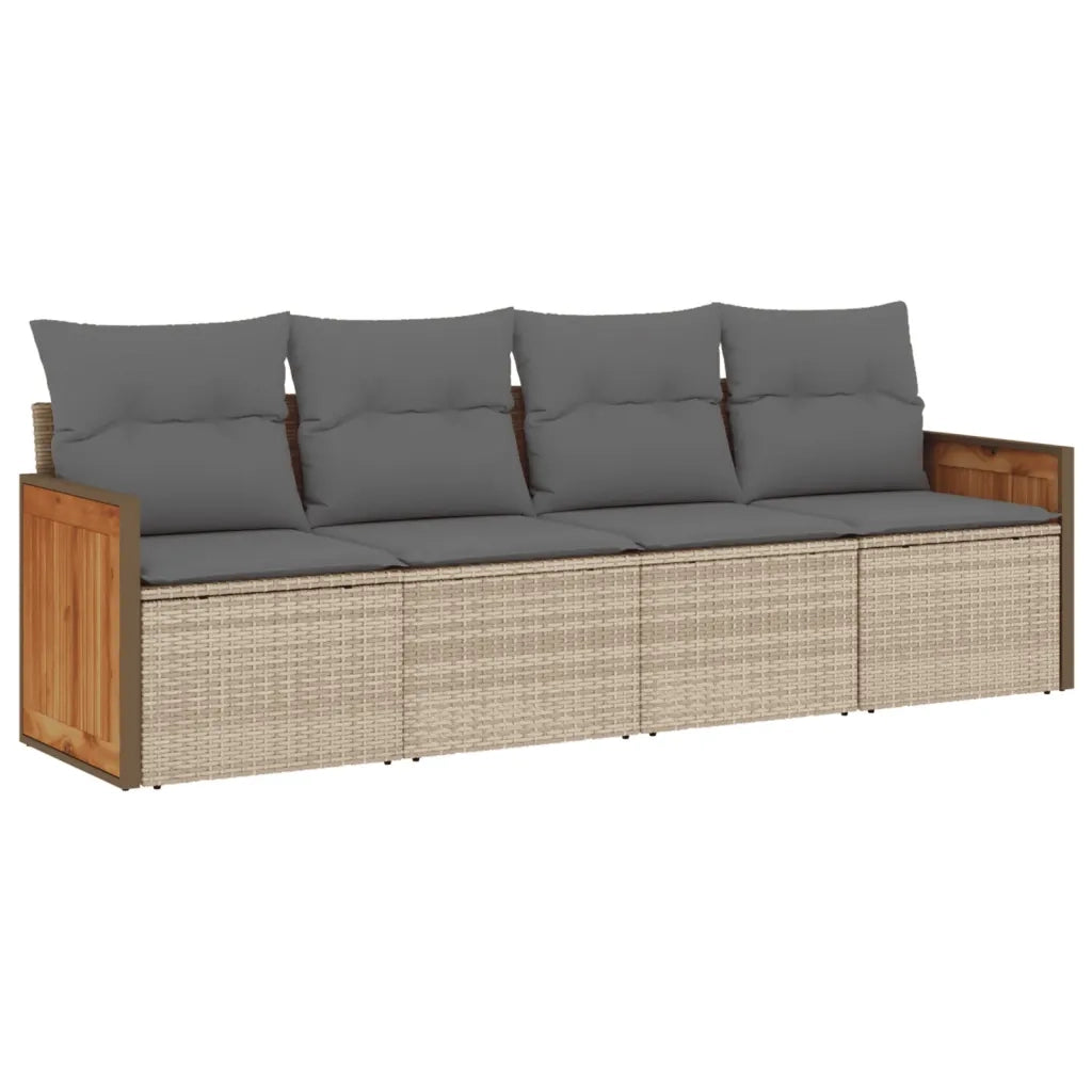 Set Divano da Giardino 4 pz con Cuscini Beige in Polyrattan 3259854
