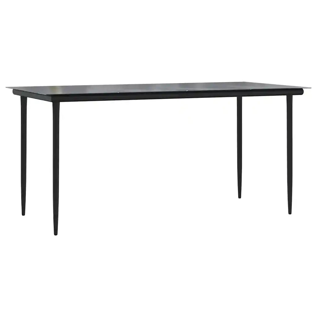 Set Mobili da Pranzo per Giardino 5 pz Nero Polyrattan Vetro 3334439