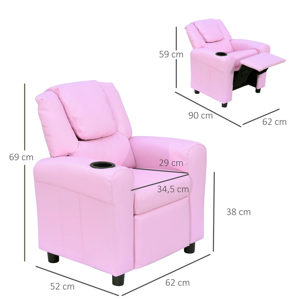 Divano per bambini con braccioli e poggiapiedi ¨C Minimal ¨C rosa