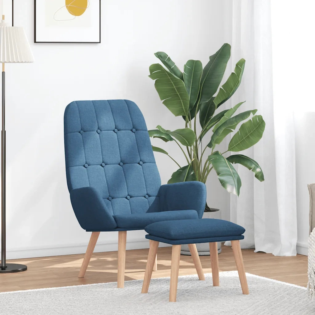 Poltrona Relax con Poggiapiedi Blu in Tessuto 3315152